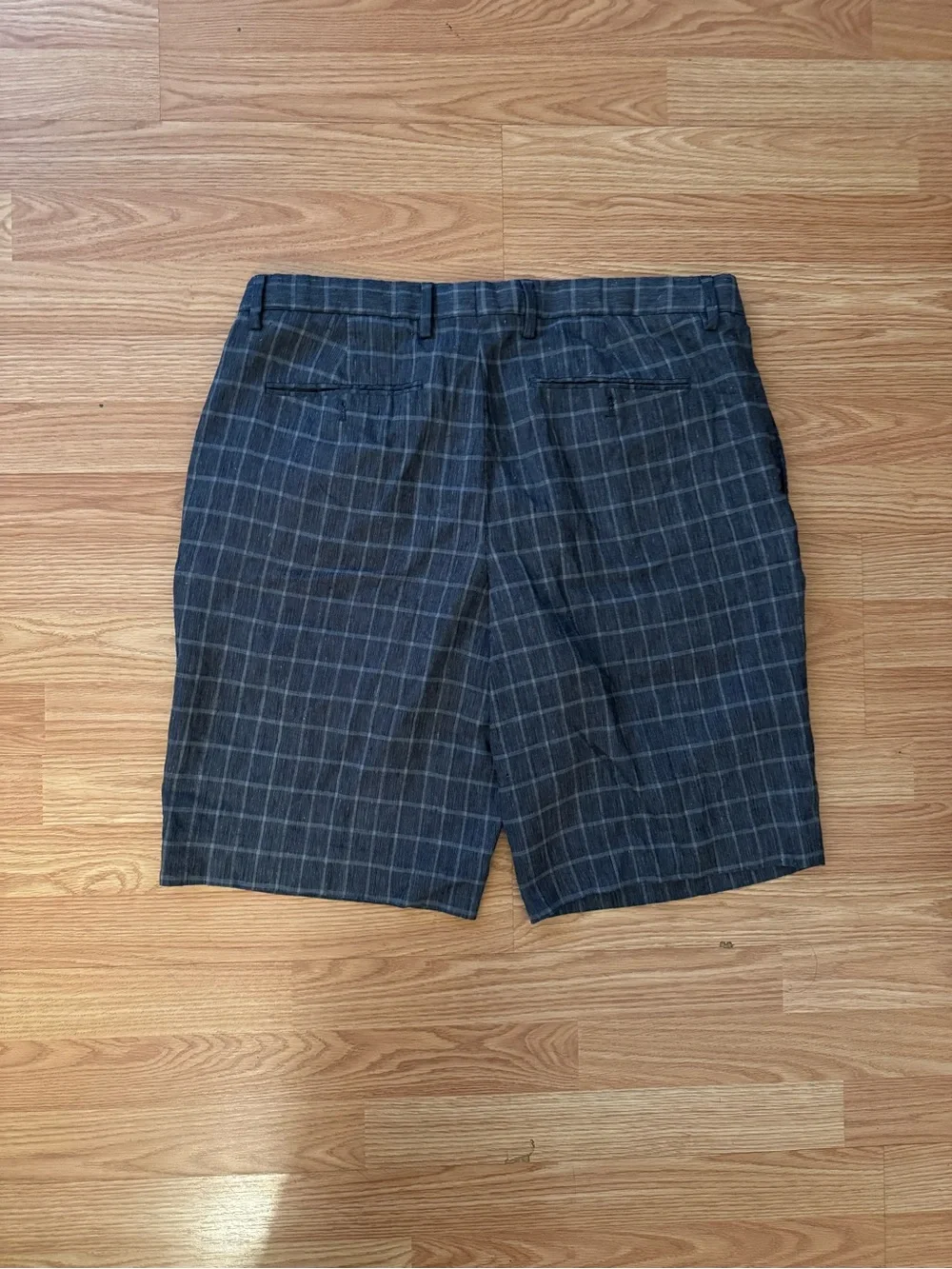 Banana Republic Navy Blue Plaid Flat-Front Shorts